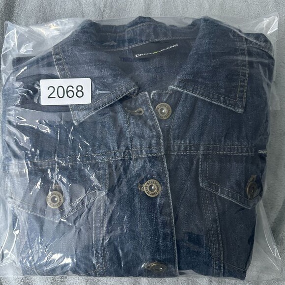 DKNY Cropped Jean Jacket Medium Wash Womens Size X Small Button Front Blue - Picture 11 of 11